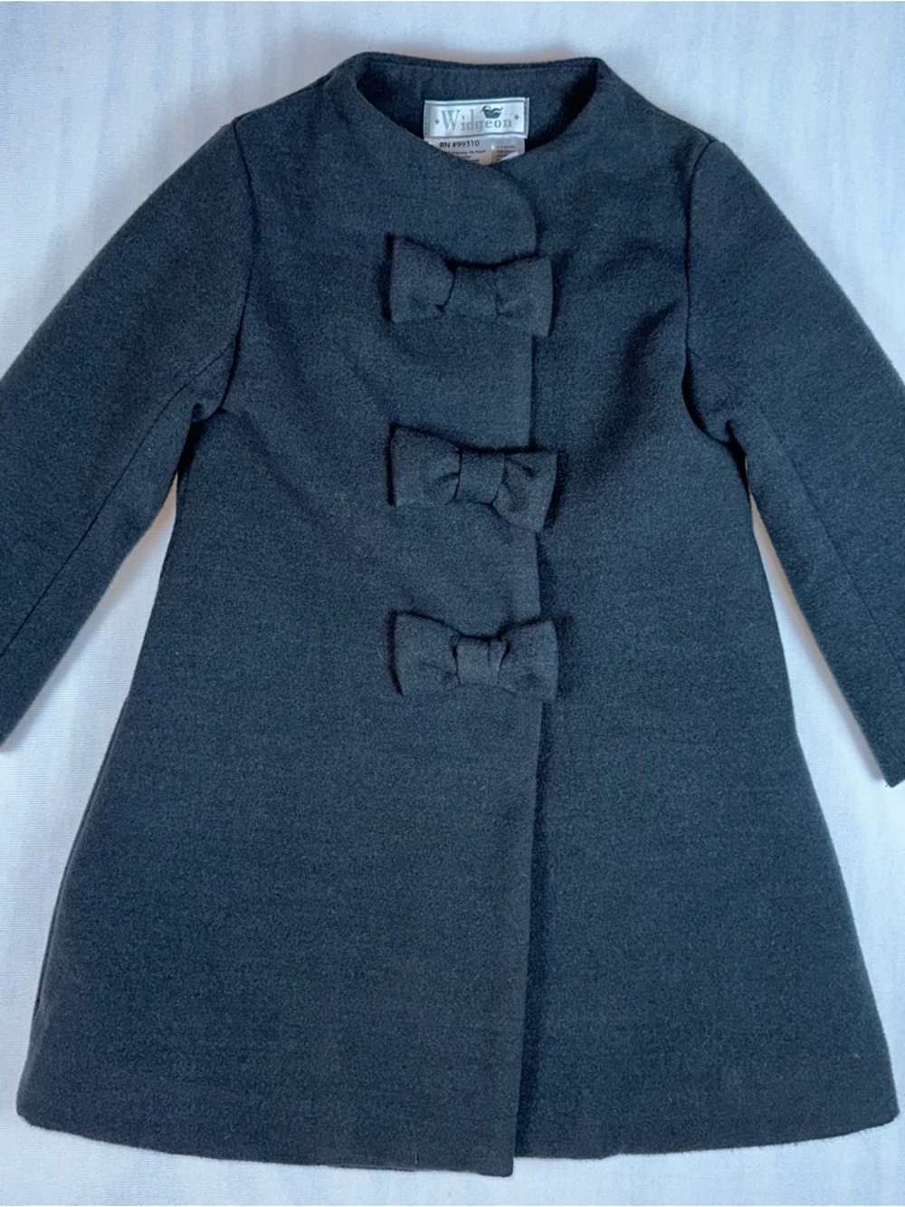 Widgeon Girls Charcoal Pea Coat with Front Bows Size: 5